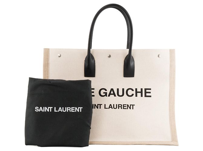 Cabas Rive Gauche SAINT LAURENT - Borsa a spalla Rive Gauche Saint Laurent in tela beige - vista 8
