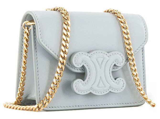 Céline CELINE - Borsa a tracolla Mini Triomphe Celine in pelle liscia blu chiaro - vista 2