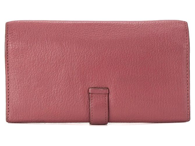 HERMÈS - Cartera Bearn Hermès en cuero granulada rosa - vista 3