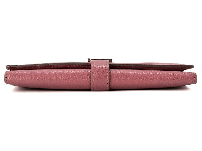HERMÈS - Cartera Bearn Hermès en cuero granulada rosa - vista 4