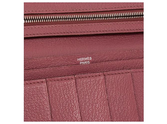 HERMÈS - Cartera Bearn Hermès en cuero granulada rosa - vista 5