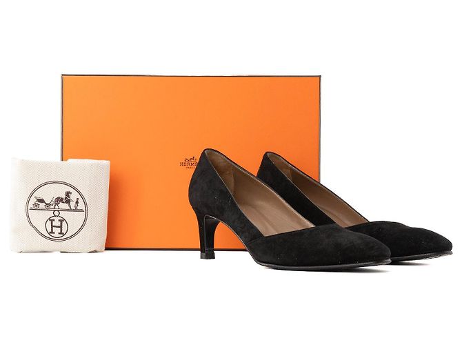 HERMÈS - Décolleté Scarlett 60 in Camoscio Nero (Taglia 37) - vista 6