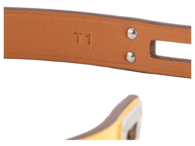 HERMÈS - Bracciale Double Tour Mini Kelly Hermès in Pelle Gialla (T1) Metallico - vista 7