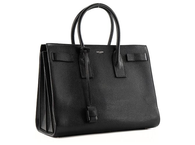 SAINT LAURENT - Sac de Jour Grande Saint Laurent in pelle martellata nera Nero - vista 2