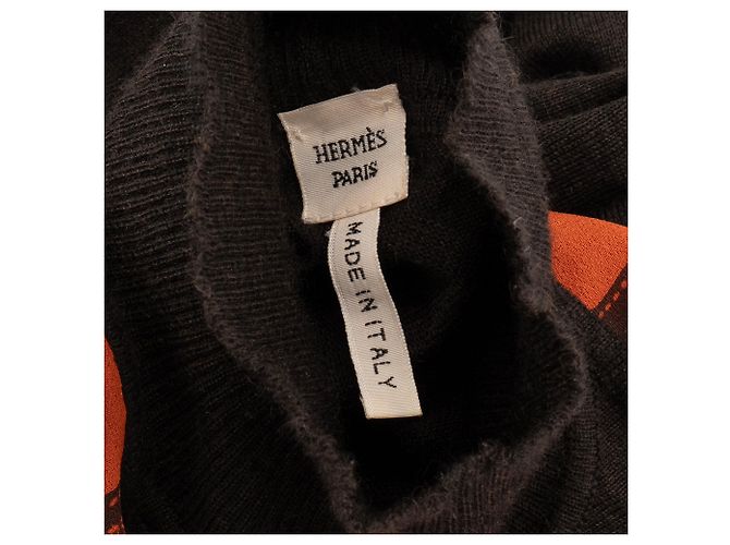 HERMÈS - Hermès Pullover aus Seide und Kaschmir in Braun und Orange (S-M) Schwarz - Ansicht 3