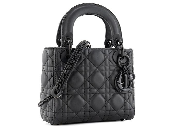 DIOR - Borsa a tracolla Lady Dior So Black Mini Dior in pelle cannage nera Nero - vista 2
