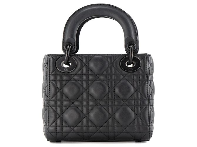 DIOR - Borsa a tracolla Lady Dior So Black Mini Dior in pelle cannage nera Nero - vista 3