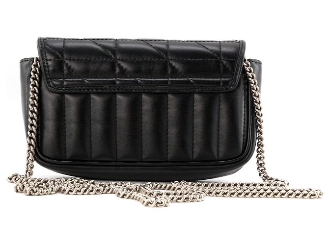 GUCCI - GG Marmont Mini Gucci Umhängetasche aus schwarzem Glattleder - Ansicht 3