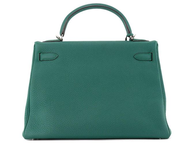 HERMÈS - Borsa Kelly 32 in Pelle Clémence Verde Scuro - vista 3