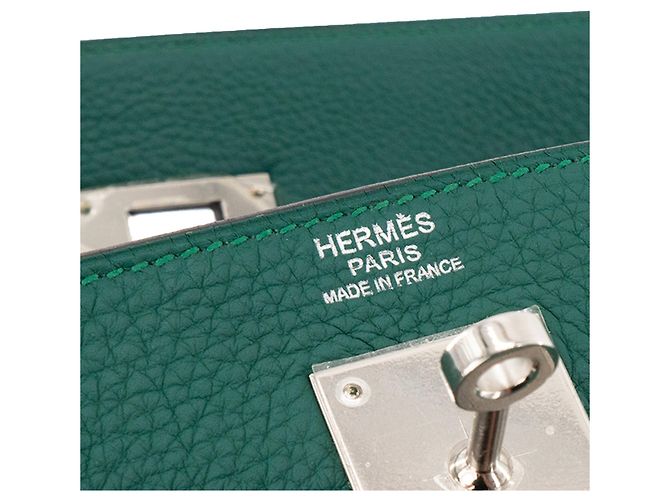 HERMÈS - Borsa Kelly 32 in Pelle Clémence Verde Scuro - vista 7