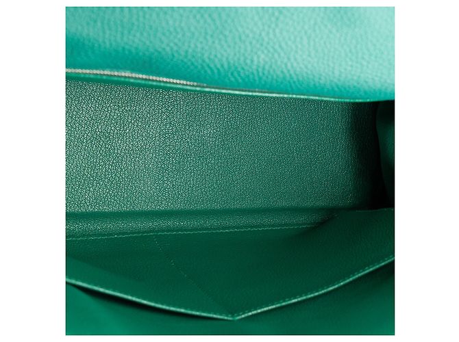HERMÈS - Borsa Kelly 32 in Pelle Clémence Verde Scuro - vista 9