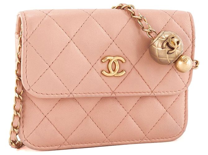 CHANEL - Borsa a Spalla Wallet On Chain Mini Chanel in pelle liscia rosa - vista 2
