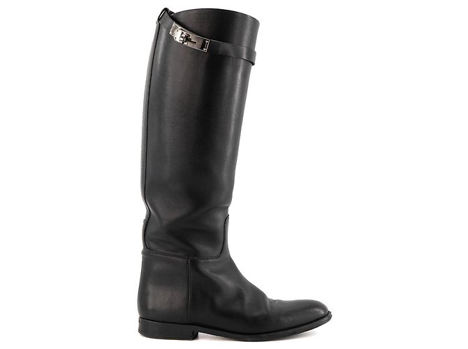 HERMÈS - Botas Jumping Hermès de Cuero Negro Liso (T36) - vista 2