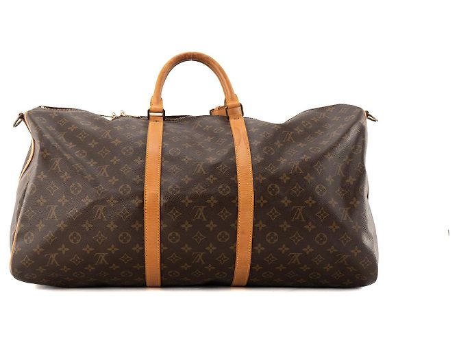 LOUIS VUITTON - Borsa da Viaggio Keepall 60 con Tracolla Louis Vuitton in Tela Monogram Vintage Marrone - vista 3