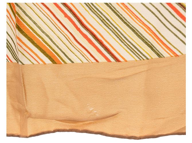 CHANEL - 90 cm Multicolor gestreifter Seidenschal Mehrfarben - Ansicht 3