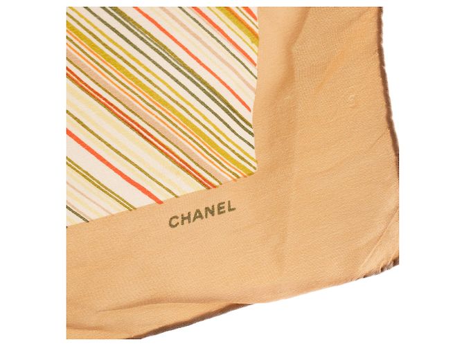 CHANEL - 90 cm Multicolor gestreifter Seidenschal Mehrfarben - Ansicht 4