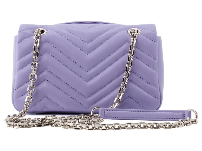 GUCCI - Borsa a Spalla GG Marmont Piccola in Pelle Liscia Lilla - vista 3