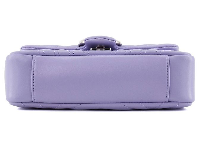 GUCCI - Borsa a Spalla GG Marmont Piccola in Pelle Liscia Lilla - vista 4