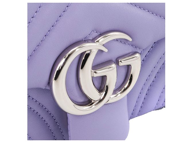 GUCCI - Borsa a Spalla GG Marmont Piccola in Pelle Liscia Lilla - vista 5