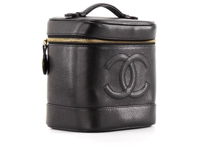 CHANEL - Vanity Chanel in pelle martellata nera vintage Nero - vista 2