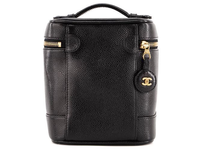 CHANEL - Vanity Chanel in pelle martellata nera vintage Nero - vista 3