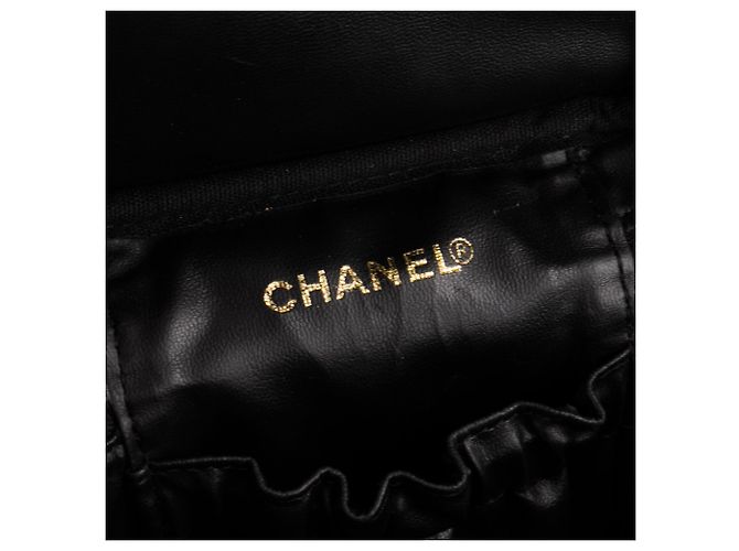 CHANEL - Vanity Chanel in pelle martellata nera vintage Nero - vista 6