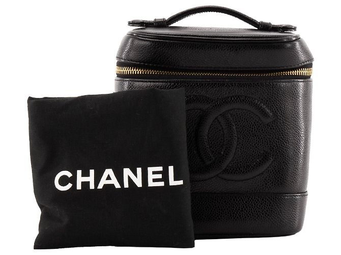 CHANEL - Vanity Chanel in pelle martellata nera vintage Nero - vista 8