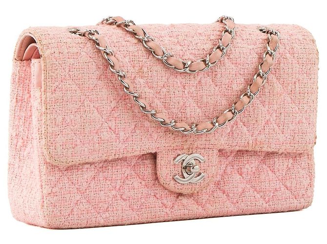 CHANEL - Borsa Classica/Timeless 11.12 Chanel in tweed rosa - vista 2