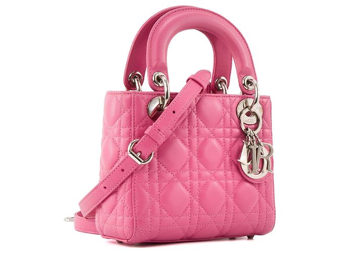 DIOR - Borsa a tracolla Lady Dior mini in pelle cannage rosa - vista 2