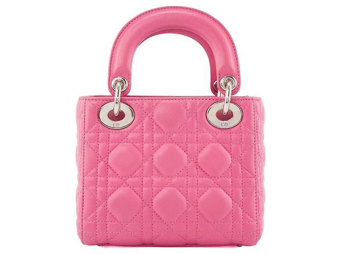 DIOR - Borsa a tracolla Lady Dior mini in pelle cannage rosa - vista 3
