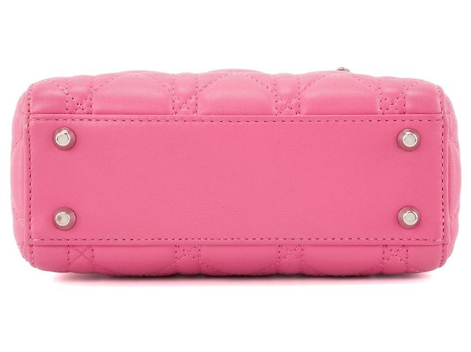 DIOR - Borsa a tracolla Lady Dior mini in pelle cannage rosa - vista 4