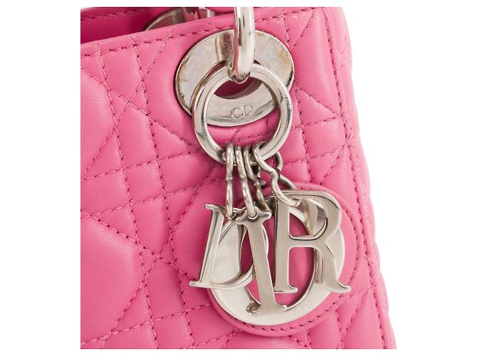 DIOR - Borsa a tracolla Lady Dior mini in pelle cannage rosa - vista 5