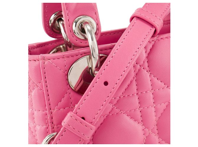 DIOR - Borsa a tracolla Lady Dior mini in pelle cannage rosa - vista 6