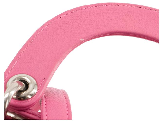 DIOR - Borsa a tracolla Lady Dior mini in pelle cannage rosa - vista 7