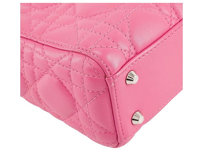 DIOR - Borsa a tracolla Lady Dior mini in pelle cannage rosa - vista 9