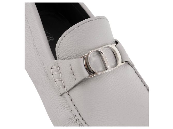 DIOR - Mocassini Odéon Dior in pelle grigia (T40) Grigio - vista 4