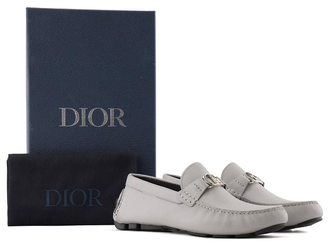 DIOR - Mocassini Odéon Dior in pelle grigia (T40) Grigio - vista 6