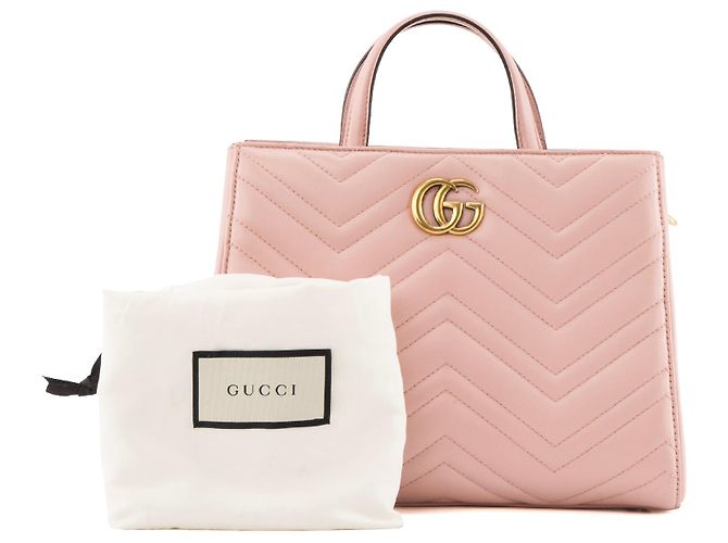 GUCCI - Borsa a Spalla Shopping GG Marmont in Pelle Rosa - vista 12