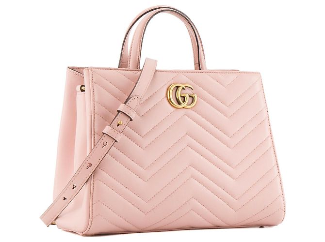 GUCCI - Borsa a Spalla Shopping GG Marmont in Pelle Rosa - vista 2