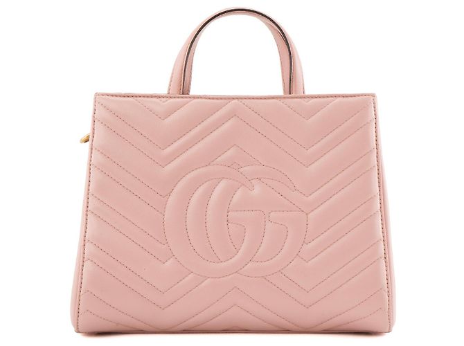 GUCCI - Borsa a Spalla Shopping GG Marmont in Pelle Rosa - vista 3