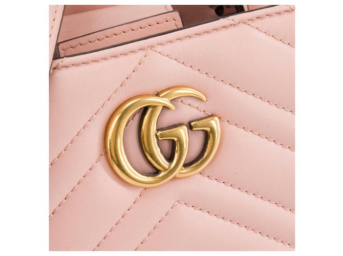 GUCCI - Borsa a Spalla Shopping GG Marmont in Pelle Rosa - vista 5