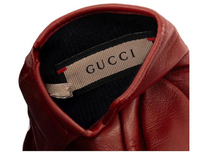 GUCCI - Mors Gucci Lederhandschuhe in Rot (T7) - Ansicht 3
