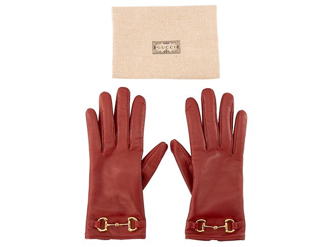 GUCCI - Mors Gucci Lederhandschuhe in Rot (T7) - Ansicht 4