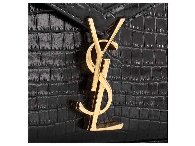 SAINT LAURENT - Borsa a spalla Cassandra Top Handle mini in pelle di coccodrillo embossata Nero - vista 5