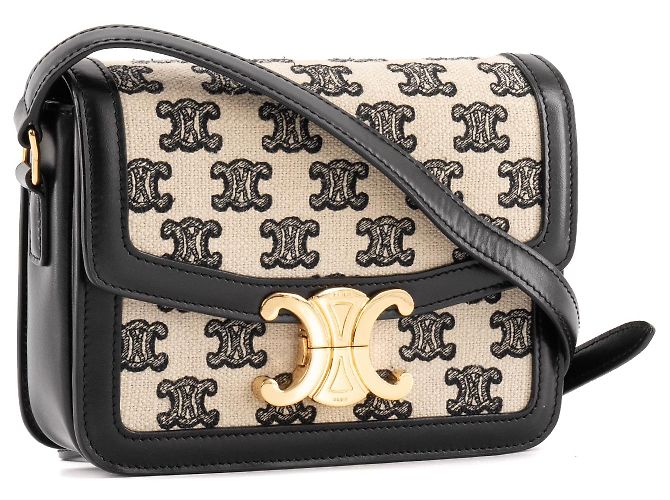 Céline CELINE - Bolsa de Ombro Triomphe Teen Celine em Lona e Couro Preto - vista 2