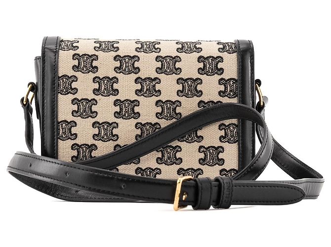 Céline CELINE - Bolsa de Ombro Triomphe Teen Celine em Lona e Couro Preto - vista 3