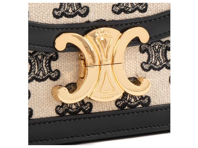 Céline CELINE - Bolsa de Ombro Triomphe Teen Celine em Lona e Couro Preto - vista 5