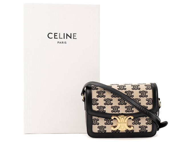 Céline CELINE - Bolsa de Ombro Triomphe Teen Celine em Lona e Couro Preto - vista 8