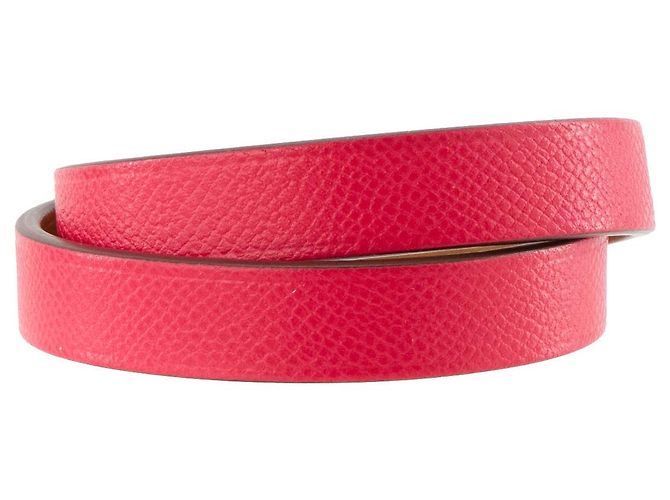 HERMÈS - Bracciale doppio giro Mini Kelly Hermès in pelle swift rosa (T1) - vista 3