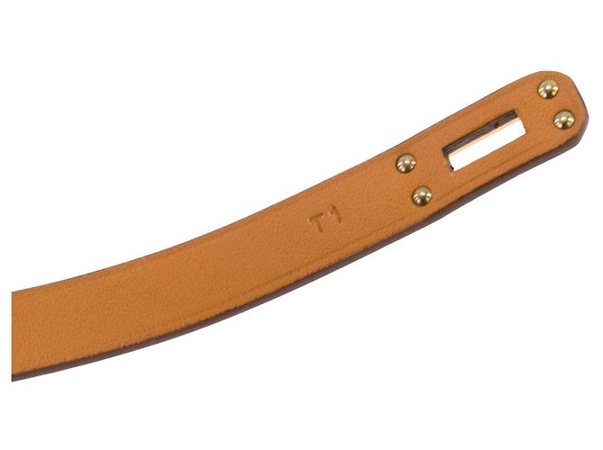 HERMÈS - Bracciale doppio giro Mini Kelly Hermès in pelle swift rosa (T1) - vista 5